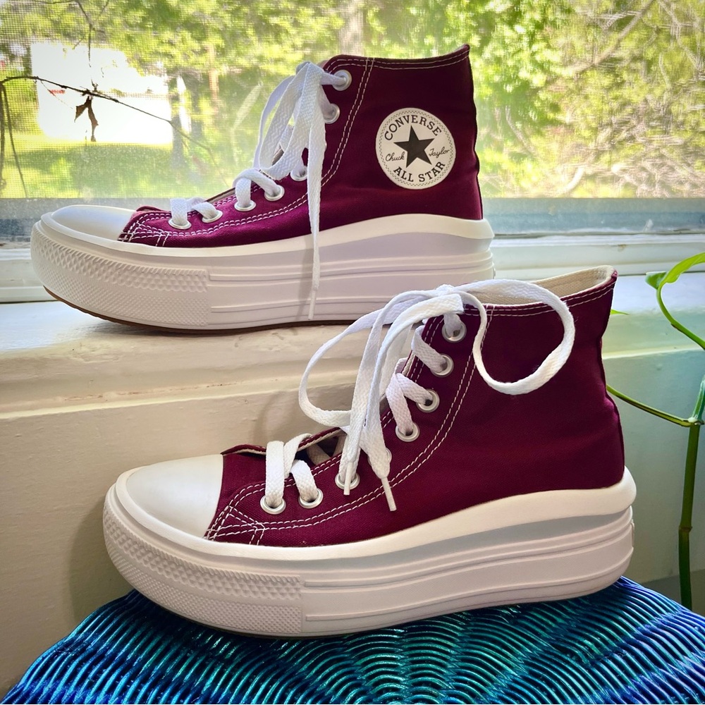 Converse Burgundy Platform High Tops